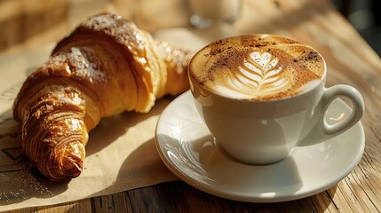 Delicious Morning Coffee and Croissant Graphics