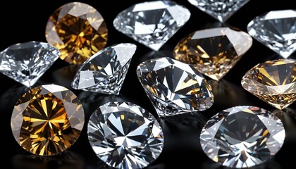 Realistic diamonds on black background
