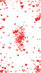 Red hearts scattered on white background.