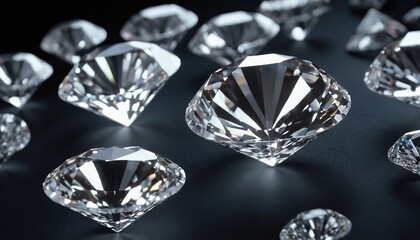 Realistic diamonds on black background
