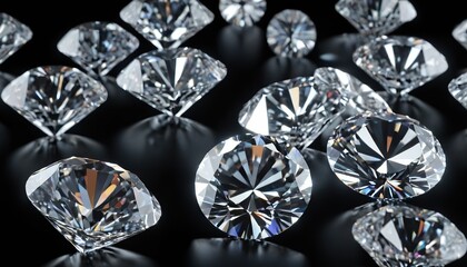 Realistic diamonds on black background
