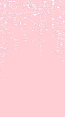 White hearts scattered on pink background.