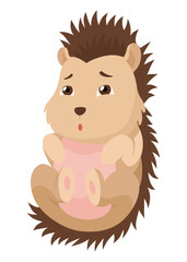 Lovely hedgehog. Cute funny wild forest animal. Prickly cartoon character. Vector isolated illustration