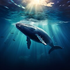 Naklejka premium whale in the ocean