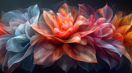 Macro shot of a flower with vibrant colors and water droplets