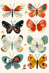 Set of flat design style butterflies