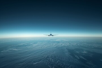 Sky's Limit: Atmospheric View of Jet Plane Soaring Above Earth's Curve