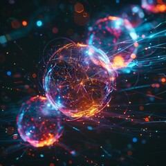 Fototapeta premium Sphere with glowing dots and lines