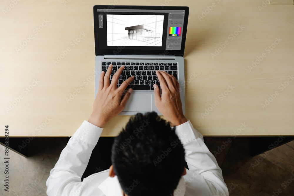 Poster architectural design modish software application for architect business and professional designer