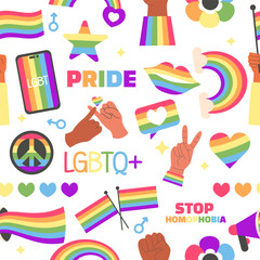Seamless pattern Lgbt elements pride month