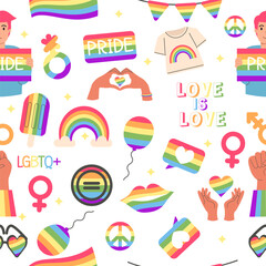 Seamless pattern Lgbt elements collection pride month