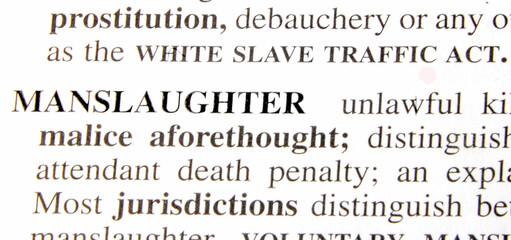 close up photo of the word manslaughter