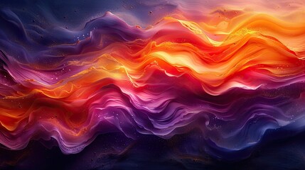 Fototapeta premium Colorful abstract with flowing purple, pink, and orange hues, and gold accents