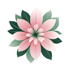 Fototapeta premium Simple Flower in Pink and Green Shades is PNG with Transparent White Background