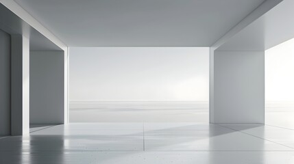 Obraz premium Minimalist Open Space with Panoramic Horizon View