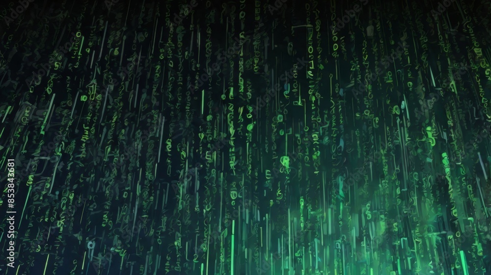 Aufkleber Design an abstract background inspired by the iconic falling code from The Matrix