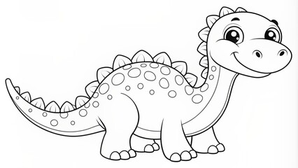 Fototapeta premium Line Drawing of Dinosaur. Coloring Dinosaur. Children's coloring books.
