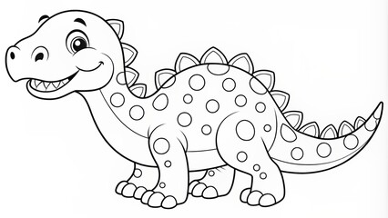 Fototapeta premium Line Drawing of Dinosaur. Coloring Dinosaur. Children's coloring books.