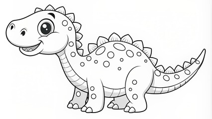 Fototapeta premium Line Drawing of Dinosaur. Coloring Dinosaur. Children's coloring books.