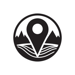 Silhouette of Location Pin Icon Isolated in White