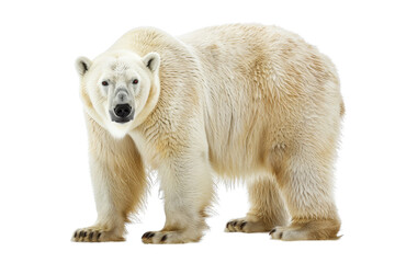 Fototapeta premium Close-up of a majestic polar bear, fully visible with a transparent background. showcasing its thick fur and powerful build.