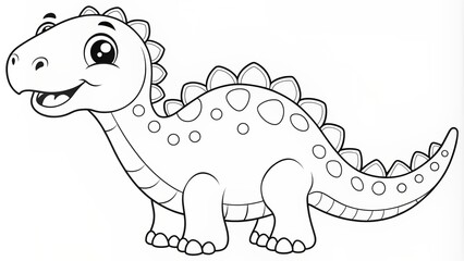 Fototapeta premium Line Drawing of Dinosaur. Coloring Dinosaur. Children's coloring books.