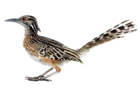 Close-up of a striking roadrunner bird with vibrant feathers and intricate patterns, showcasing its natural beauty and distinctive features.