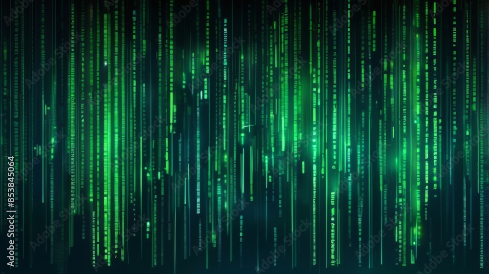 Poster Design an abstract background inspired by the iconic falling code from The Matrix
