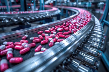 Obraz premium manufacturing devices in pharmaceutical processes professional photography