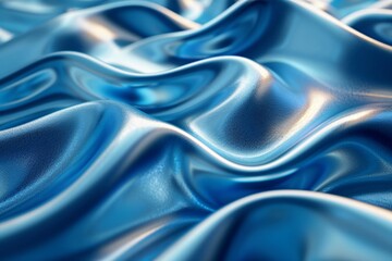 Fototapeta premium Blue satin fabric close-up