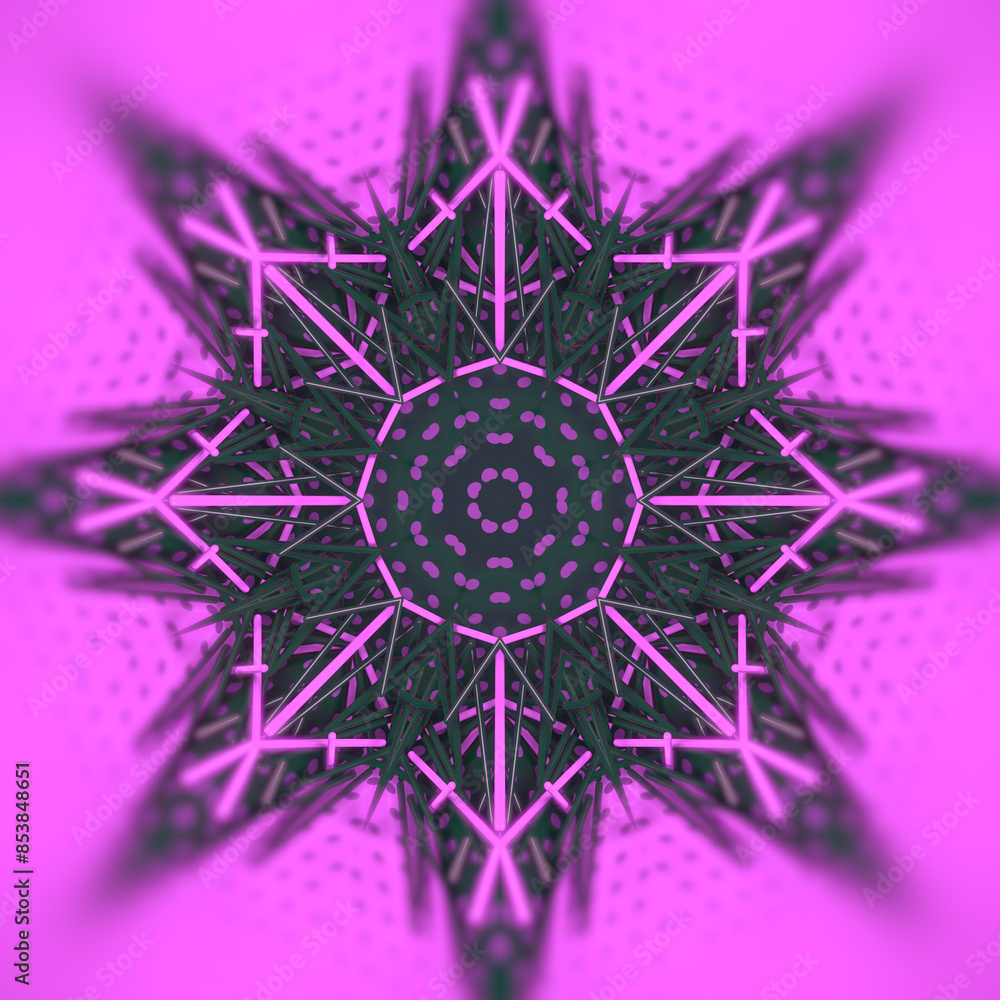 Aufkleber Abstract digital illustration of a kaleidoscopic star pattern of randomly scattered multicolored sticks. 3d rendering