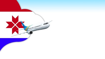3d illustration plane with Mordovia flag background for business and travel design