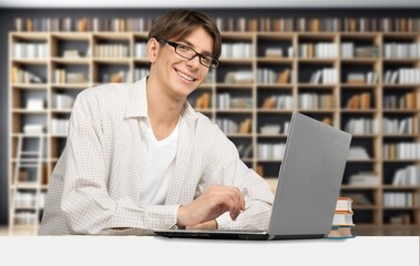 Happy student learning during class high school.