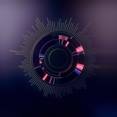 Abstract digital illustration of a modern graphic user interface design with glowing neon stripes. 3d rendering