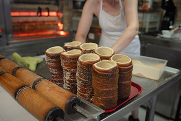 Freshly baked Hungarian spiral buns.
