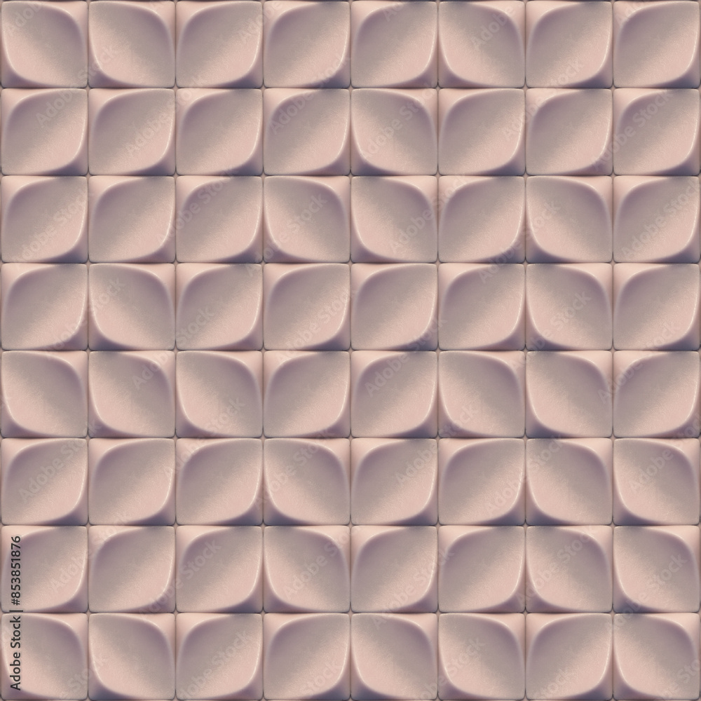 Leinwandbilder Digital illustration of a pattern consisting of many white, rounded and geometric shapes arranged in a grid 3d rendering