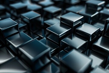 Fototapeta premium Close-up black cubes in room