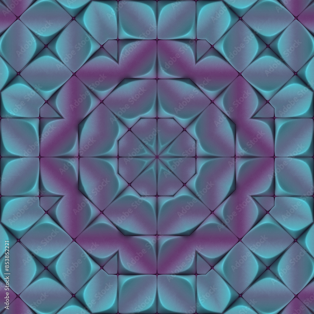 Poster Digital illustration of a symmetrical star pattern composed of many polygons. 3d rendering