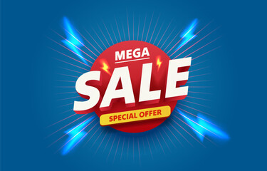 Fototapeta premium Special offer banner, mega sale off, store poster sticker. Vector illustration