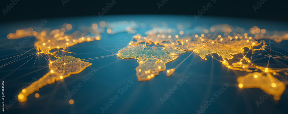 Poster detailed map of global shipping routes, isolated on a gradient background