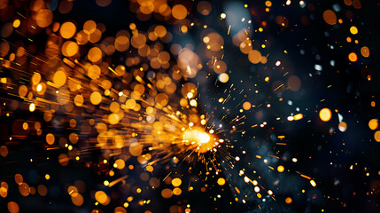 Hyper-realistic close-up of CNC LPG cutting metal vivid sparks flying detailed view of the cutting process  bright and intense illumination modern