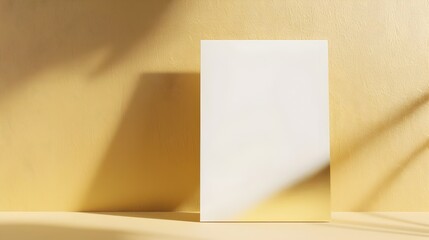 Blank White Card or Placard in Minimal Abstract Studio Setup