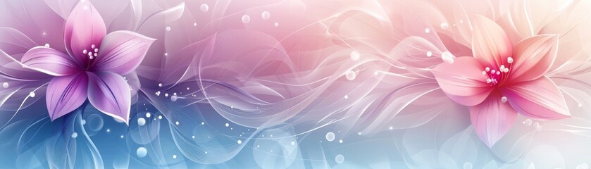 Fototapeta premium Abstract floral background with soft pink and blue hues.