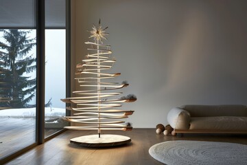 modern and stylized Christmas tree with a minimalist design 