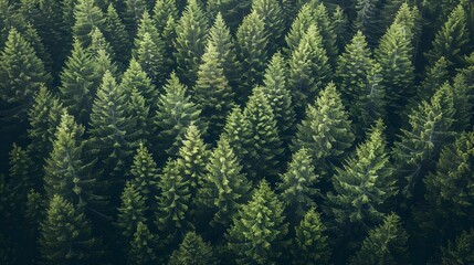 Fototapeta premium Majestic Evergreen Forest with Towering Trees and Lush Foliage in Peaceful Wilderness Landscape