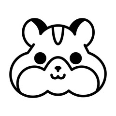 Hamster - ham logo isolated on white background. Black lineart.  Vector illustration for postcard, banner, web, decor, design, arts, calendar