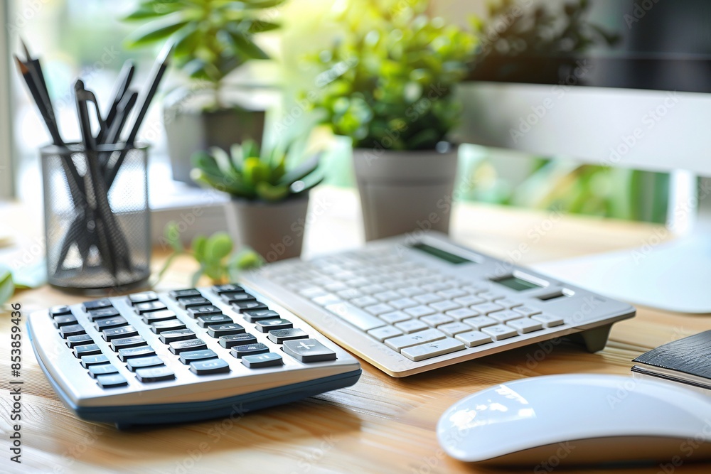 Poster computer peripherals on workspace