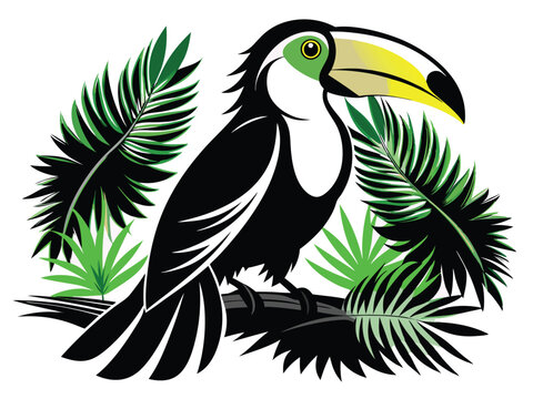 recommend clip art: vibrant silhouette of a tropical toucan A.eps