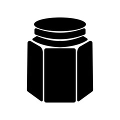 
Illustration showing a black glass jar icon on a white background