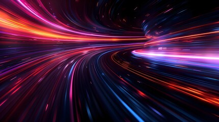 Obraz premium Cosmic Vortex of Luminous Energy - Surreal Abstract Light Trail Blurred Motion Background